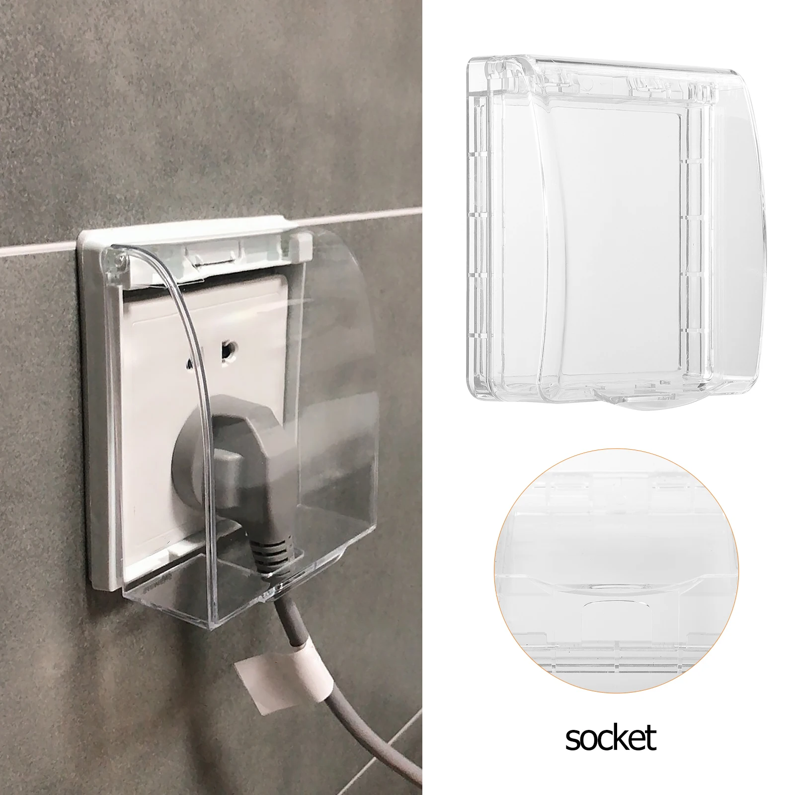 

2Pcs Socket Cover Waterproof Dustproof Splashproof Excellent Durability Practical Kitchen Balcony Garden Garage Office School