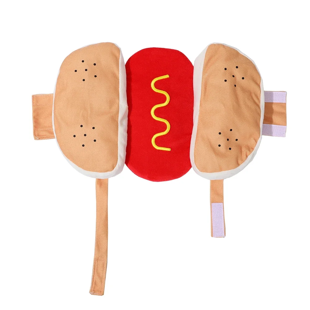 Niedliches Haustier-Hunde-Cosplay-Kostüm, Halloween, lustige Hot-Dog-Form, verstellbare Welpenkleidung für kleine, mittelgroße Hunde, Katzen, Chihuahua, Bulldogge – Detail 3