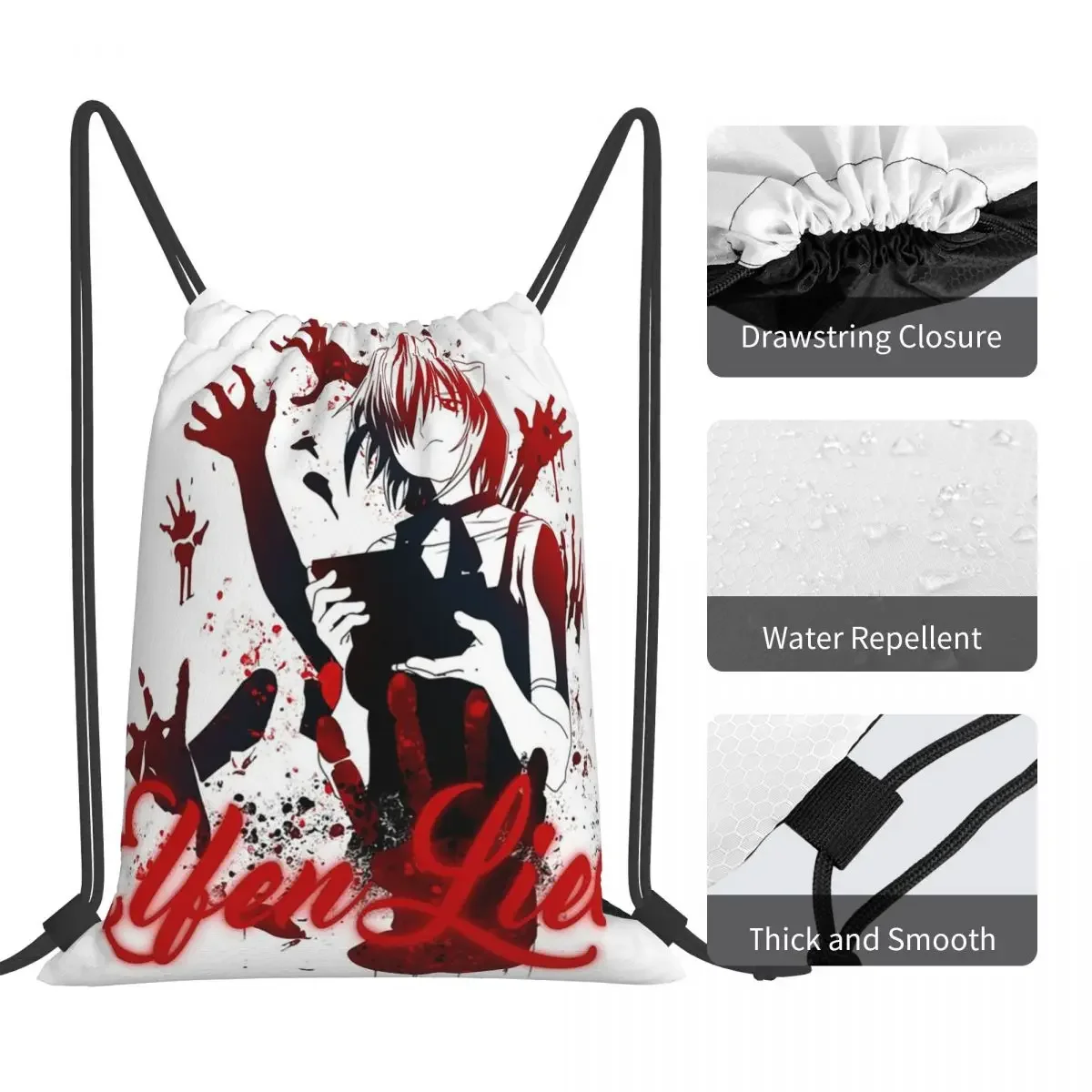 Elfen Lied Multi-Function Portable Drawstring Bags, Bundle Pocket, Shoes Bag, Bookbag para homens e mulheres, mochilas escolares