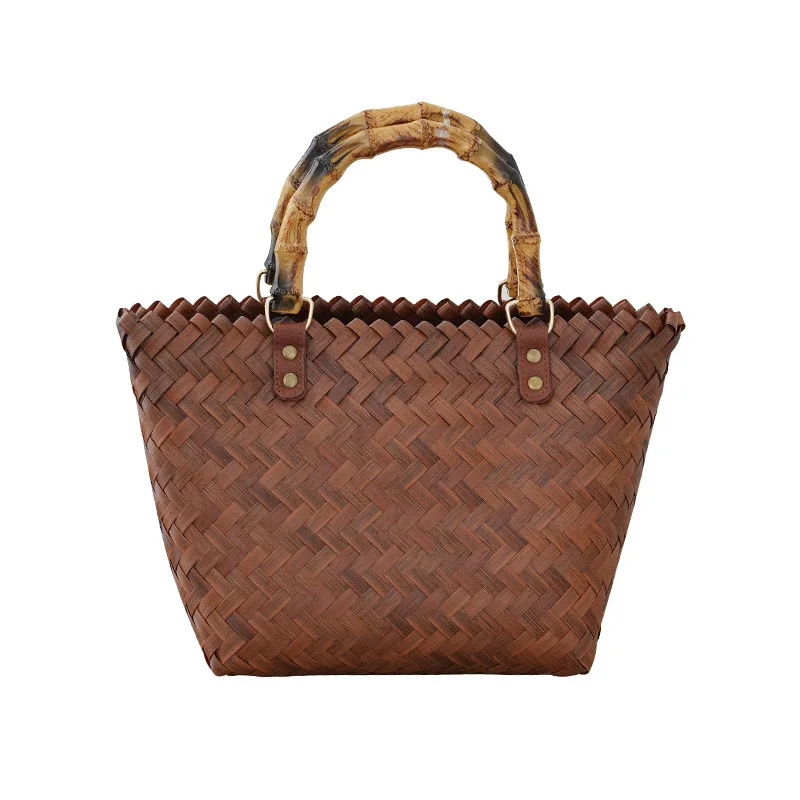 New Rattan Handbag Retro Simple Bamboo Tote Bag Large Capacity Shopping Fashion Woven Bag - Image 6