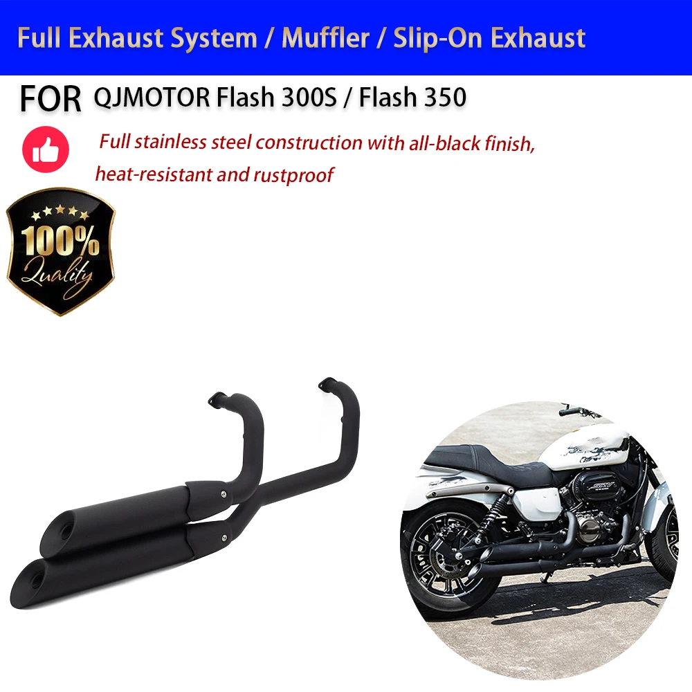 For QJMOTOR Flash 300S 350 Full Exhaust System Stainless Steel Muffler Deep Sound No-Drill Accesorios Moto