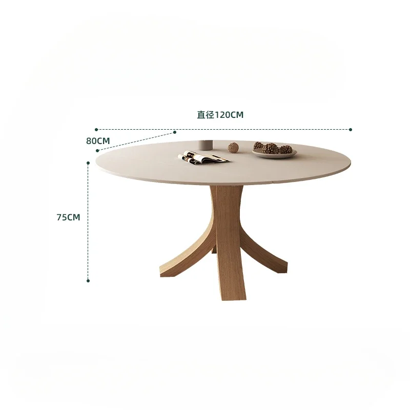 Stone Plate Square round Dual-Use Rotary Multifunctional Solid Wood Round Table