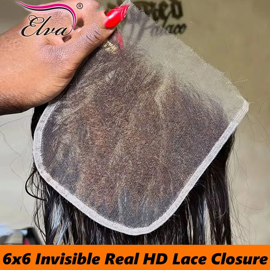 Elva 6X6 5x5 HD Lace Closure Only Skinlike 13x4 13x6 HD Lace Frontal Only Pre Plucked 100% Human Hair Real HD Lace Melt Skins