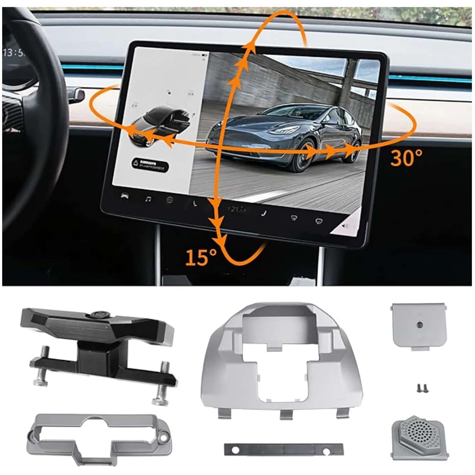 For Tesla Model Y 3 Car Central Control Screen Display Rotation Bracket GPS Navigation Holder Vehicle Swivel Mount Accessories