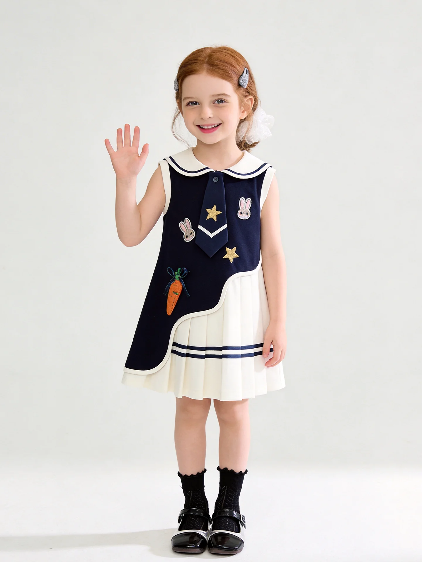 vestido-de-verano-para-ninas-diseno-de-conejita-policia-cuello-marinero-sin-mangas-falda-plisada-ligero-para-uso-diario