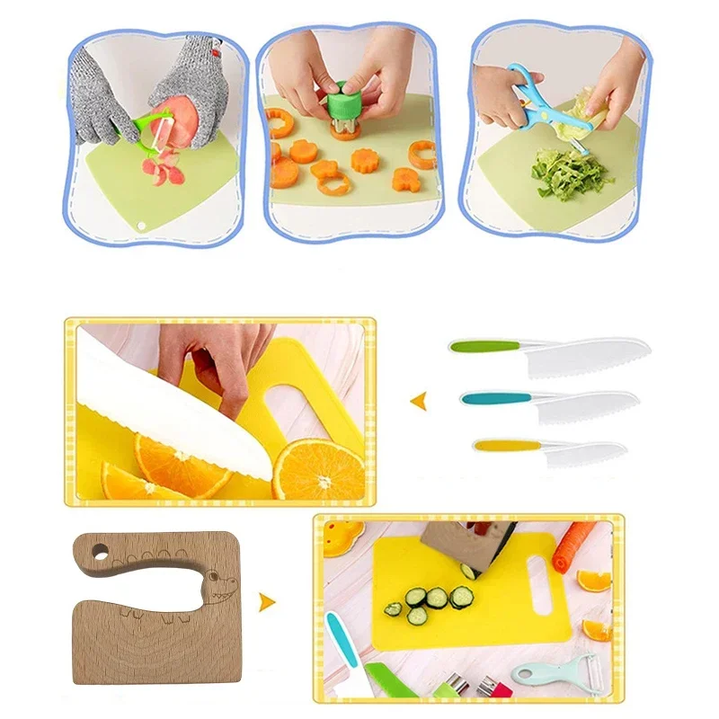 Children's CookingSet Safety Kitchen Knives Biscuits and Wrinkle Knives CookingEarly Learning Kitchen Tools Fruits andVegetables