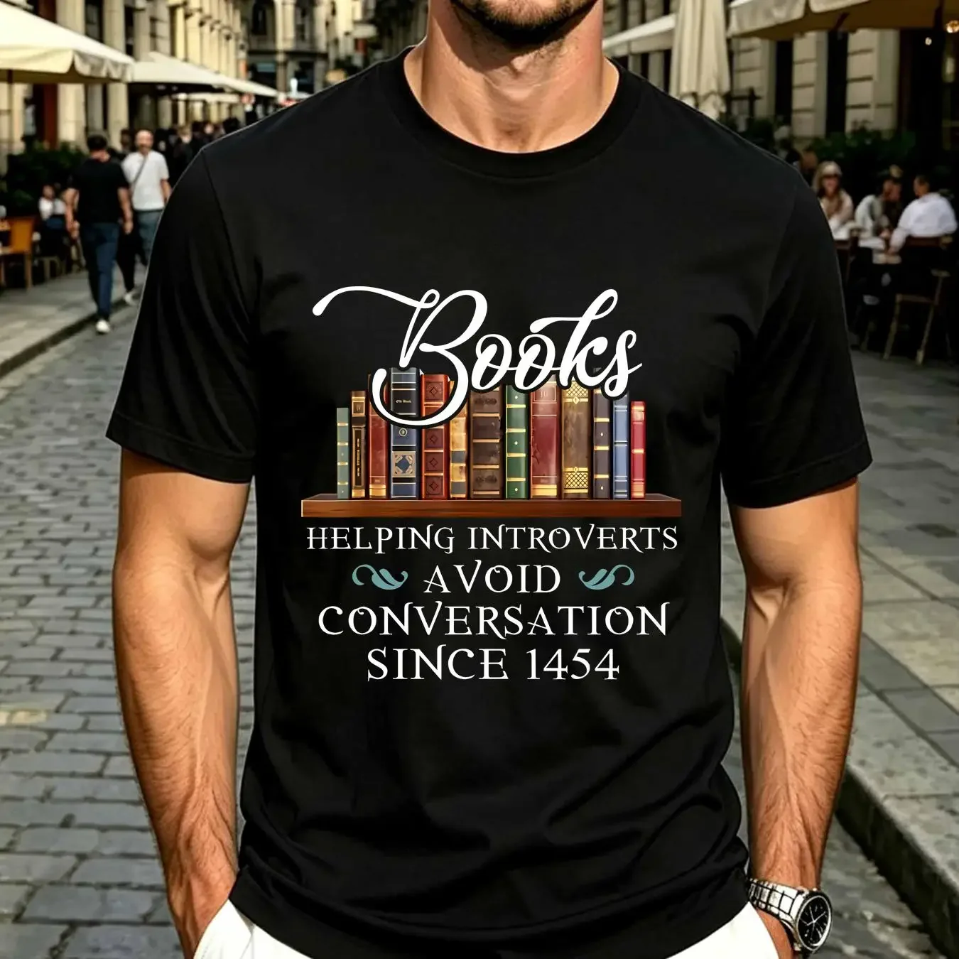 washed T Shirt Books Helping Introverts Avoid Conversation Since 1454 Funny Book Lover vintage Washed Soft designer clothes
