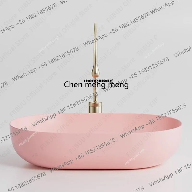 Artistic Ceramic Vessel Sink Pink Bathroom Vanity Wash Basin Modern Single Bowl Bathroom Art Basin for Countertop Installation