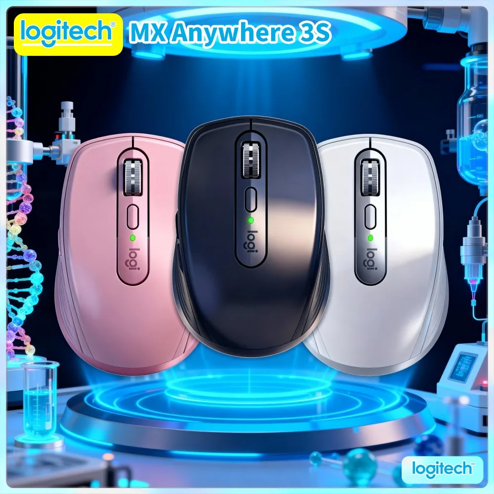 Premium Logitech MX Anywhere 3S - 8000 DPI, Hyper-Scroll, Silent Click, Anti-Slip Grip, Travel-Friendly For Business Trip
