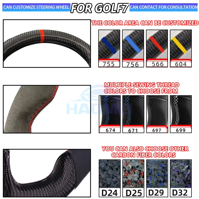 Carbon Fiber Steering Wheel Suitable For Volkswagen Golf 7 7.5 GTI MK7 Model With Dry Carbon Magnetic Paddles Car Accessories