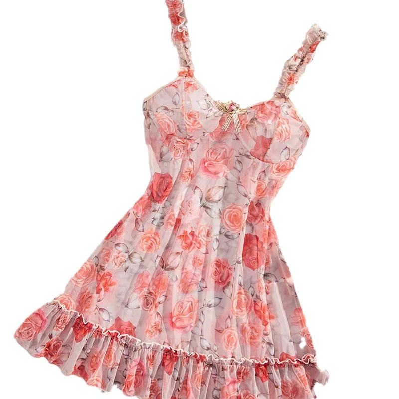 

Ночная сорочка, сексуальное белье, ночнушка, платье-пижама с цветочным жаккардом и открытыми плечами