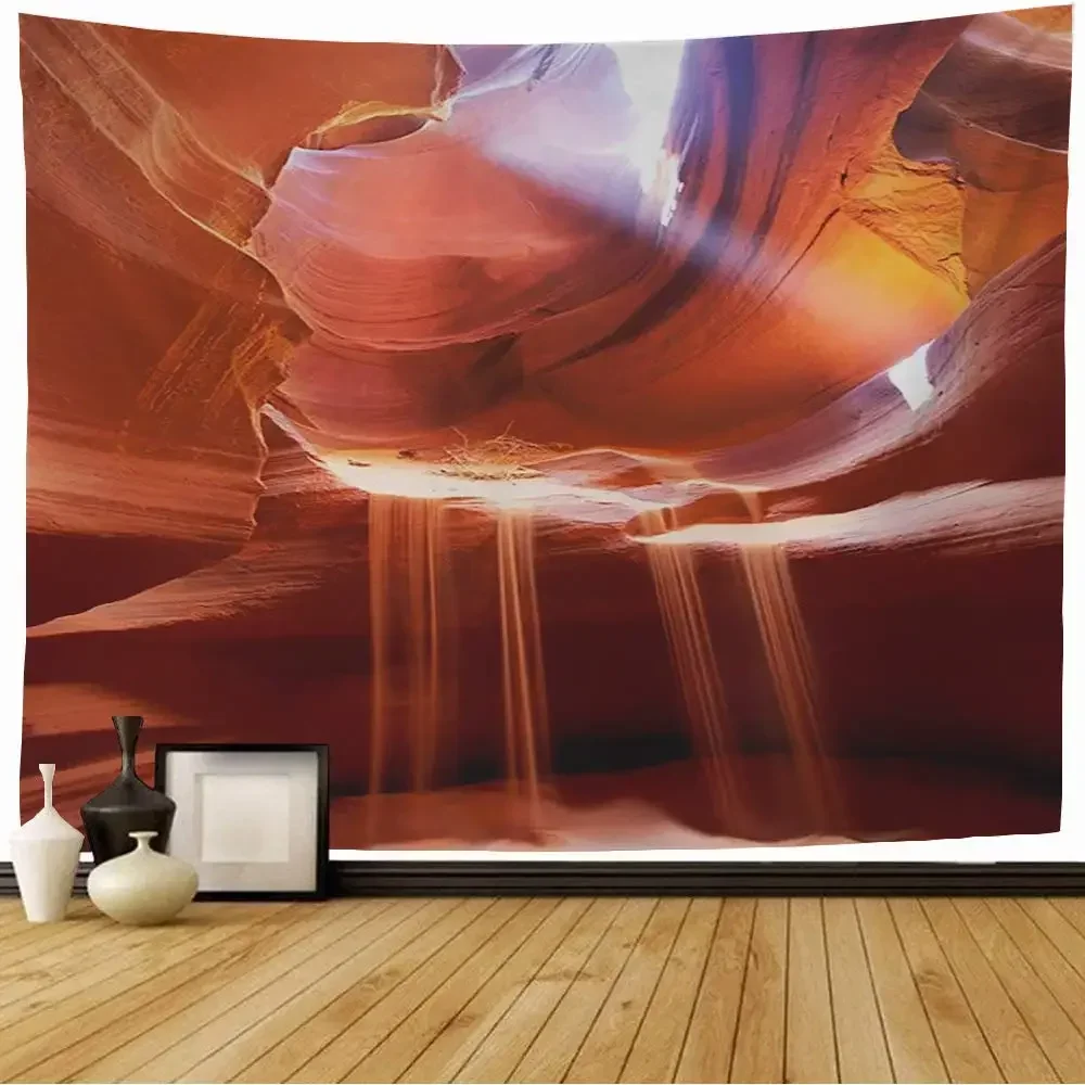 Antelope Canyon Tapestry Sunbeam Piercing Through Sandstone Landforms Tapestry Wall Hanging for Bedroom Living Room Dorm Decor