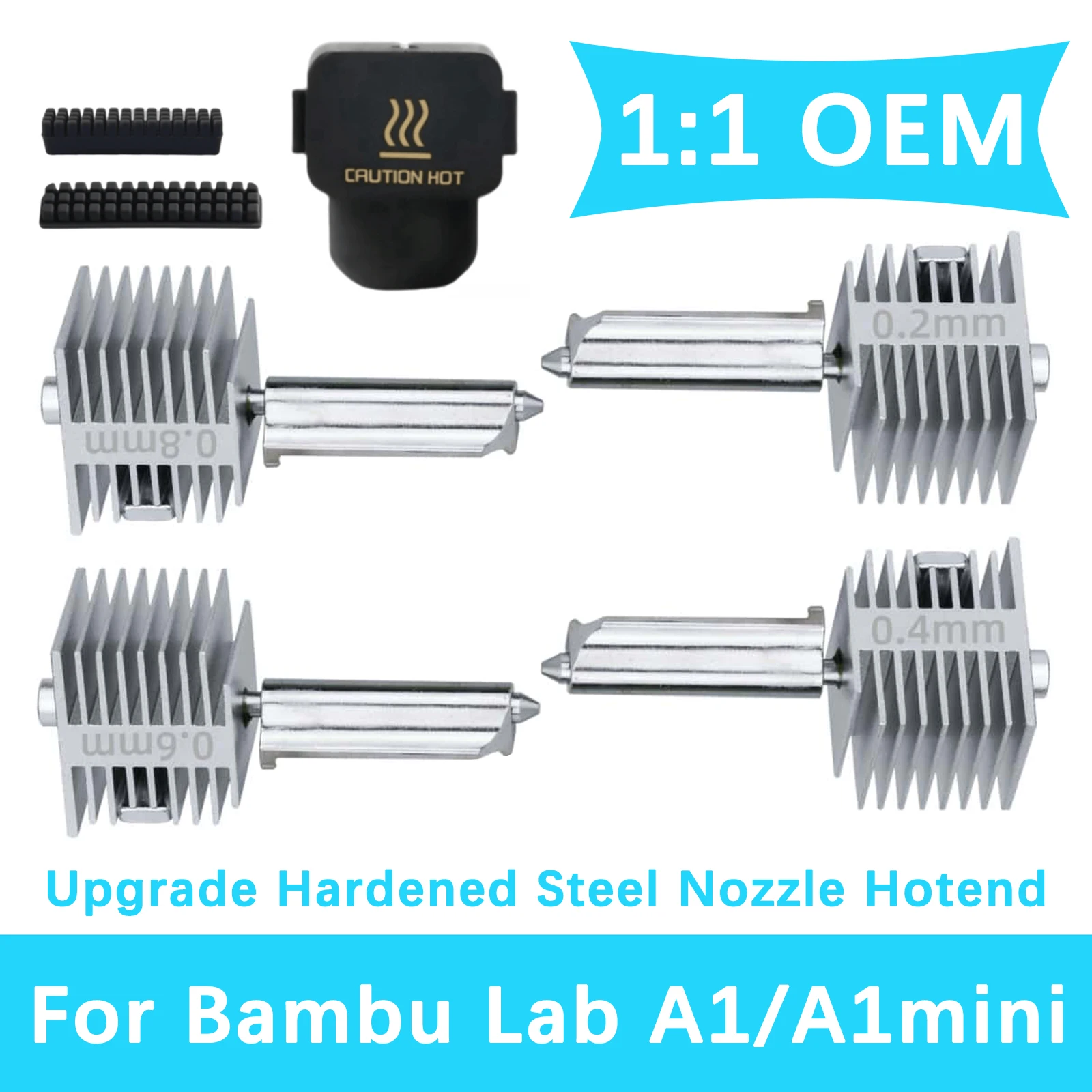 High-Precision Hotend Kit For Bambu Lab A1 A1mini Hardened Steel Non-detachable Integrated Nozzle Same As Original High Quality