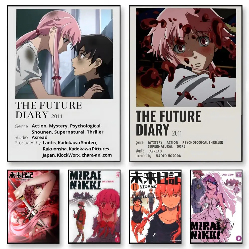 Anime Future Diary Poster  Character Print Japanese Graphic Streaming Film Style Wall Artwork Bedroom Decor