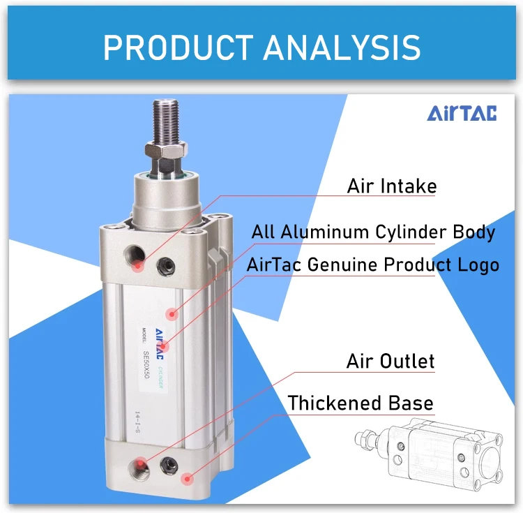 AirTAC Original SE32/40/50/63 Standard Pneumatikzylinder 50/75/100/125/150/200/250/300/400/500/600/800/1000mm Hublänge – Detail 4