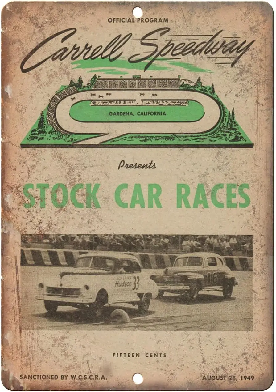 CN-Tin Sign Auto Racing Carrell Speedway Stock Car Races Ad Metal Sign, Wall Tin Plaques  Or Bar Kitchen Home Man Cave Bedroom L