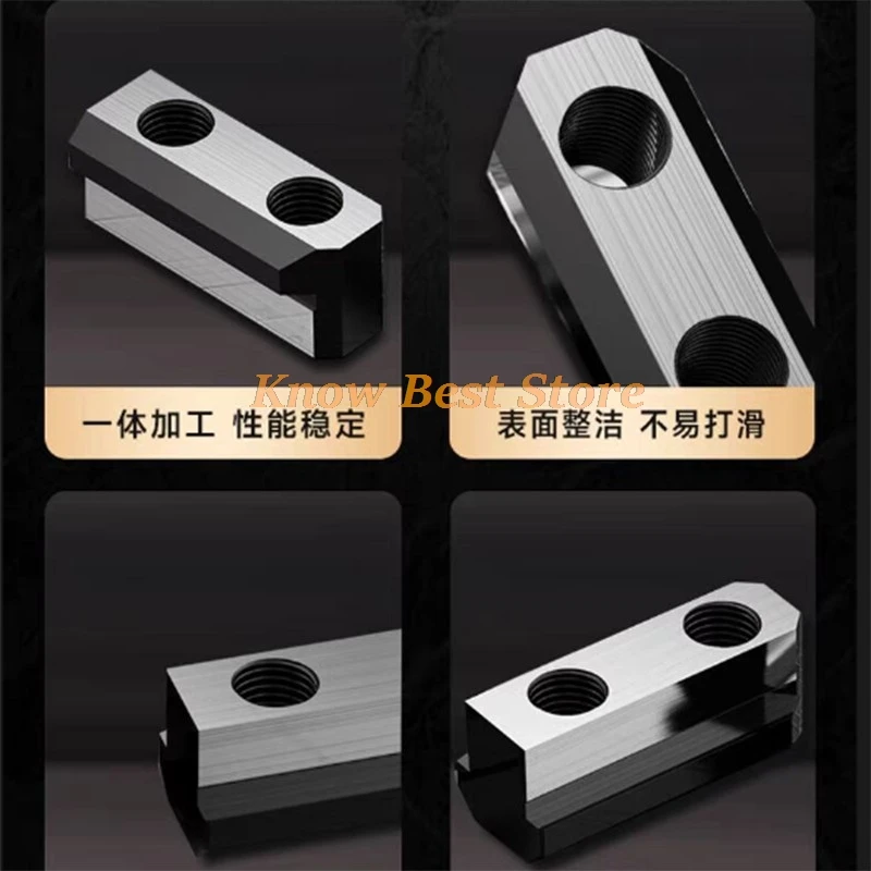 3PCS Hydraulic Three-Jaw Chuck T-block Hollow/ Medium Solid Soft Claw Valve Block Connection Block Chuck T-shaped Block