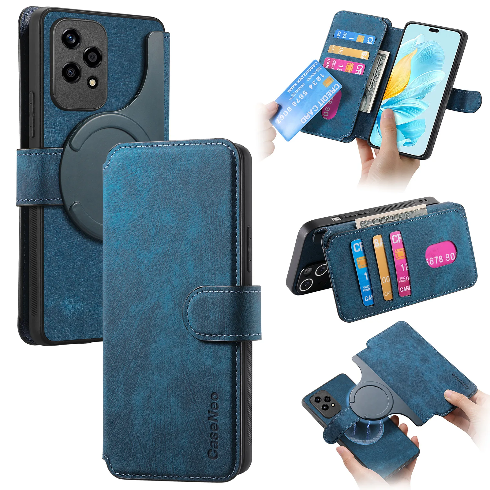 

Magnetic Separate Type Case For HONOR 200 Lite 100 Pro 90 80 70 60 50 Leather Card Holder Cover For X6A X7A 5G X8 X40i X7B X8B
