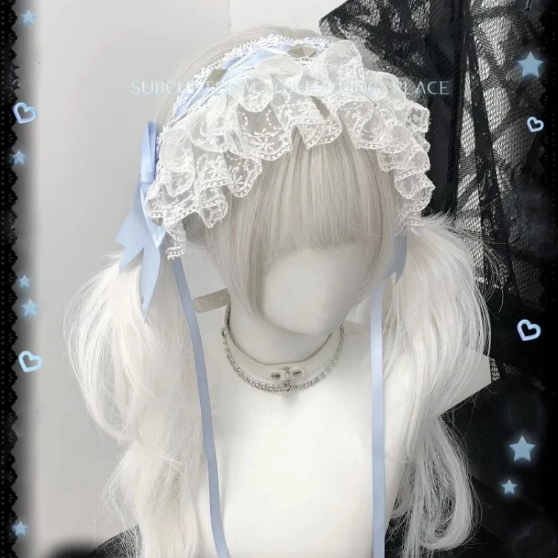 Novo artesanal original y2k rebite laço arco bandana doce lolita subcultura chapelaria halloween cosplay escuro gótico bandana