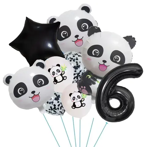 Cartoon Animal Black 32inch Foil Number Balloon Set Star Panda Children Birthday Party Decoration Baby Shower Kids Animal Ballon
