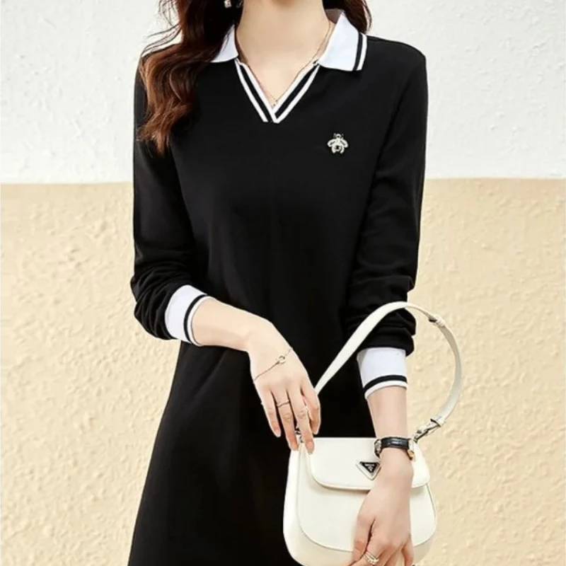 Women\'s Long Sleeve Dresses New In Female Dress Black Korean Style Cotton Kpop High Quality Luxury Xxl On Sale Clearance X G Hot