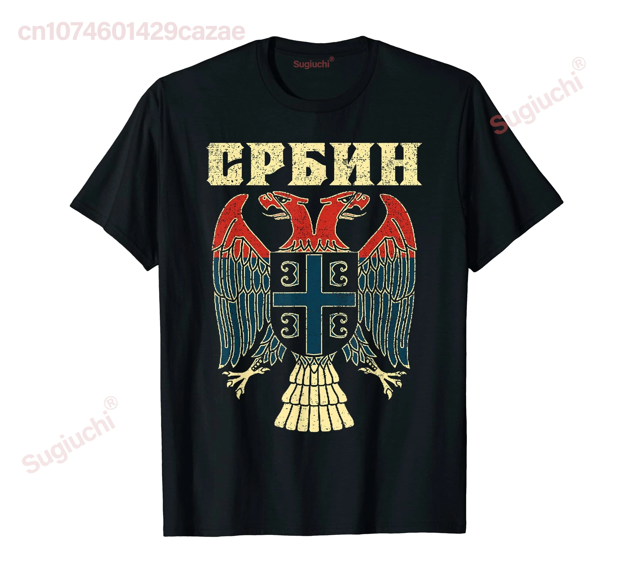 100% Cotton Serbia Srbija Serbian Serb Srbin Eagle Flag CCCC Cyrillic T-Shirt MEN WOMEN UNISEX T Shirts Size S-6XL