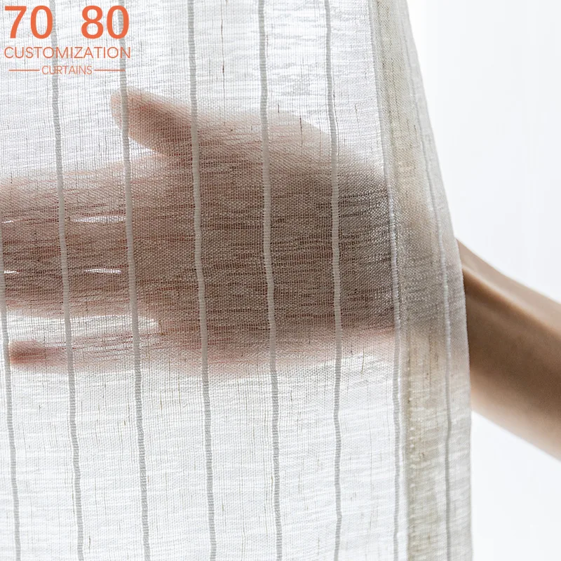 

Japanese Style Vertical Strip Cotton Linen Linen Window Screen Linen Gauze Door Curtain Bay Window Balcony Partition Curtains