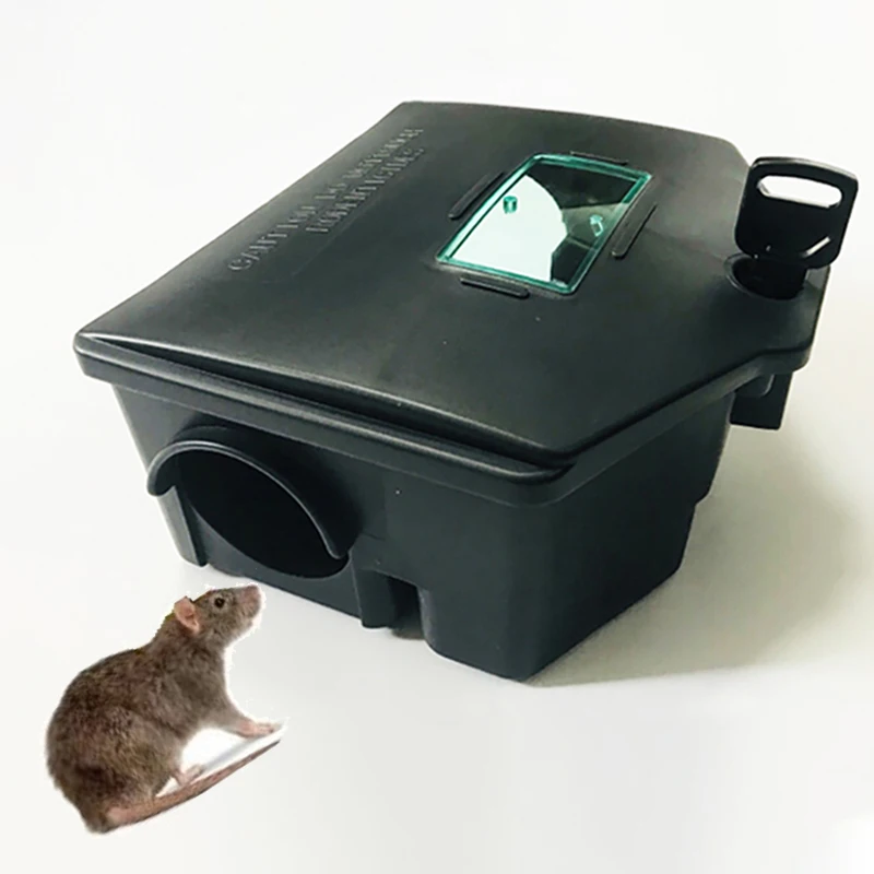 New Humane Plastic Lockable Rat Bait Station Mouse Trap Box with Key