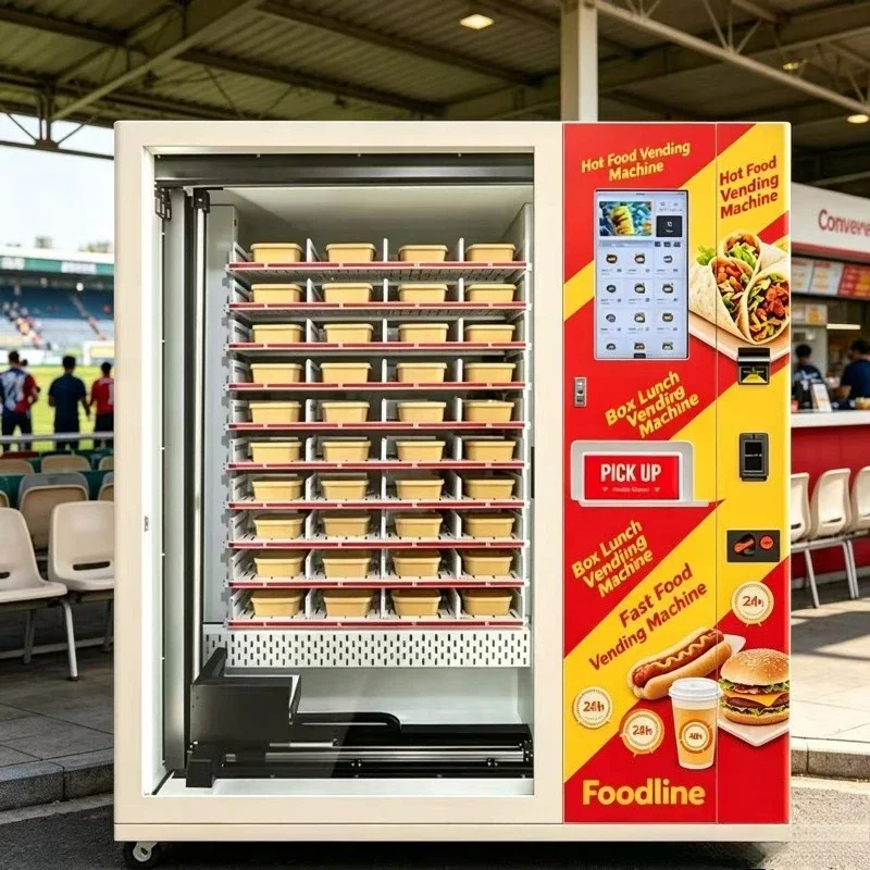 24 Hours Self-Service Hot Lunch Box Vending Machine Self-Heating Prepared Meal Bento Vendor with Touch Screen