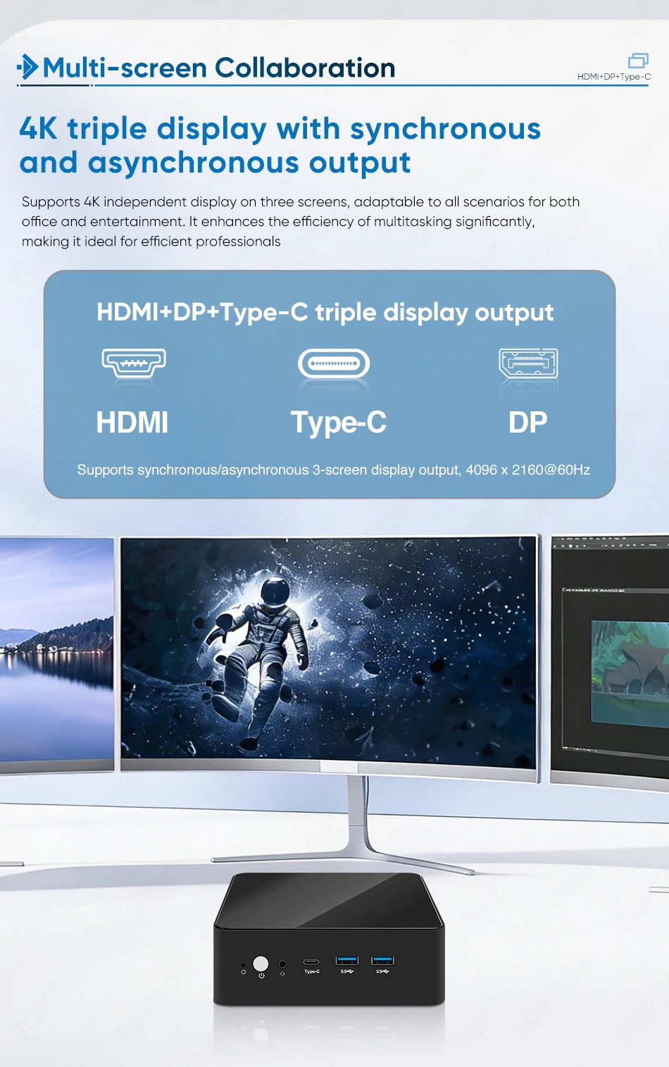 Topton Metal Office NUC NAS Mini PC Intel 3 N350 N95 Firewall Box Dual 2.5G LAN 2xNVMe DDR5 HDMI+DP+Type-C 3x4K HTPC Home Server