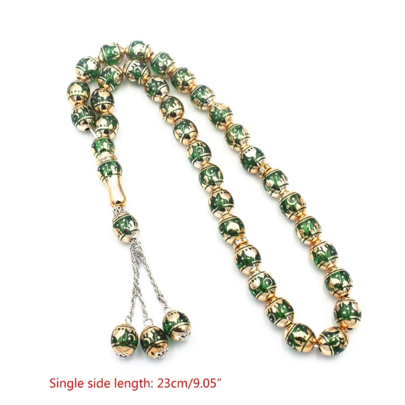 Muslim 12mm Tasbih 33 Beads Islam Prayer Rosary Islamic Religious Eid Ramadan Gift Round Beads with Tassel