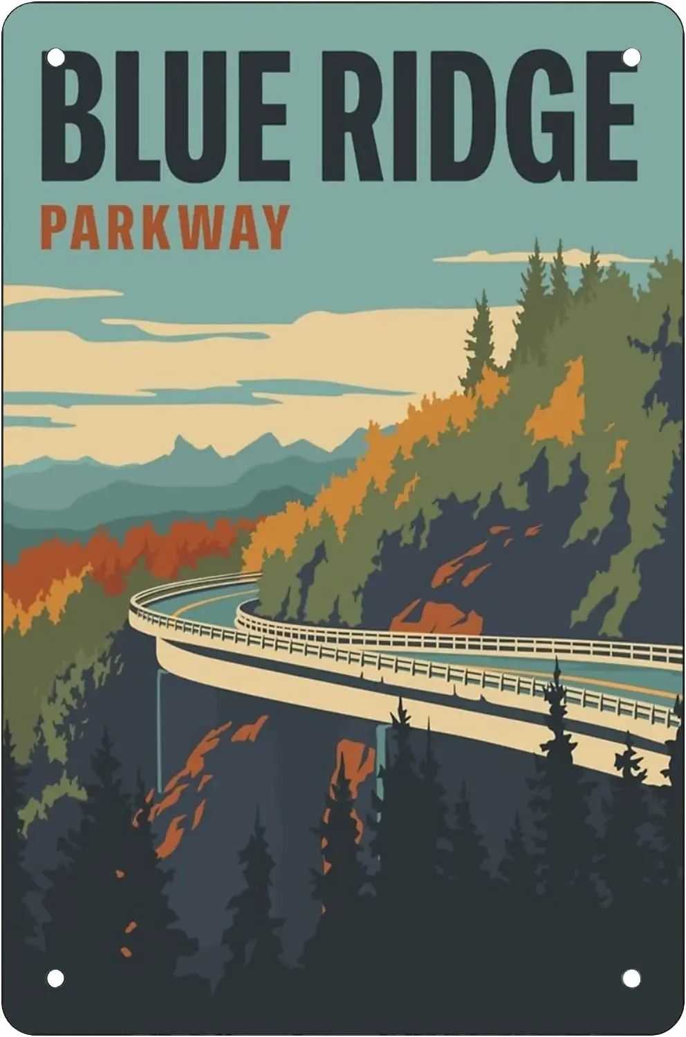 Blue Ridge Parkway Retro Funny Metal Sheet Signs, Wall Decoration,size: