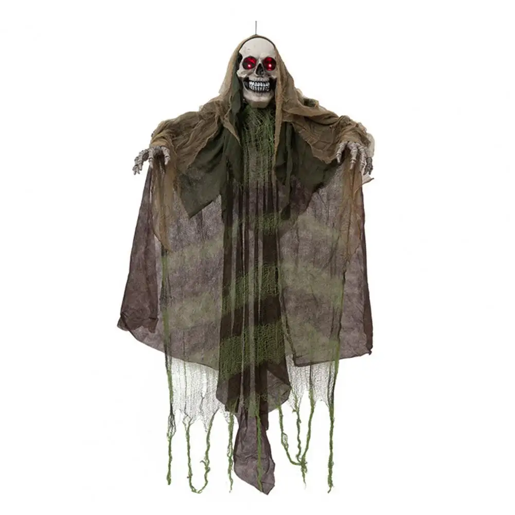 Halloween Hanging Ghost Decorations Halloween Animatronics Hanging Ghost Decoration with Led Glowing Eyes Sound for Escape