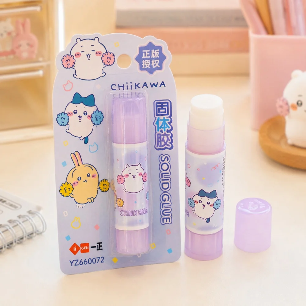 Genuine Chiikawa Kawaii Solid Glue Stick Anime Adhesive Usagi Hachiware for Scrapbook Journal Notebook Office Supplies Gifts