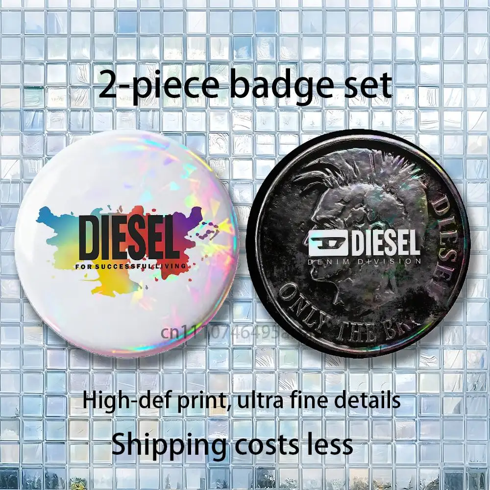 B-Brand D-Diesel Aesthetic Round Brooch 2-piece Set Enamel Pins Trendy for souvenir gift Merch