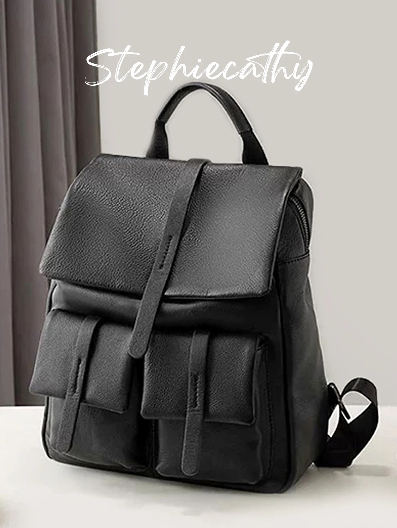 

SC Luxury Genuine Leather Backpack Women Large Capacity Satchel Functional School Bag Knapsack for Daily Travel College Holiday