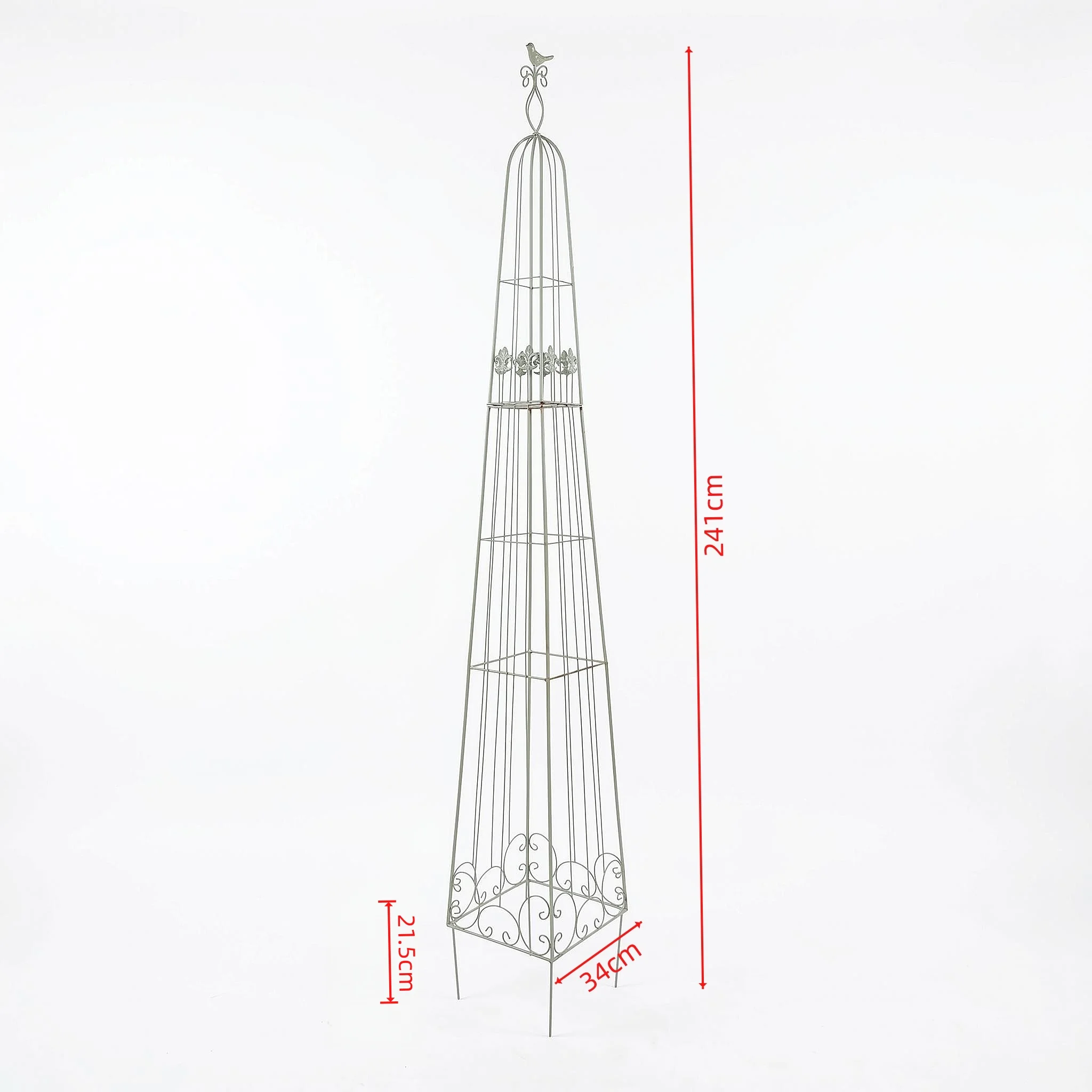 241cm Tall Vintage-Style Wrought Iron Climbing Plant Stand for Outdoor Balcony, Clematis Support, Garden Decoration, Pointed Flower Stand, Obelisk