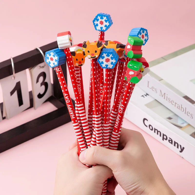 1/5/10/20Pcs แฟชั่นคริสต์มาสปากกาลูกลื่นการ์ตูนหลากสีน่ารักปากกาอุปกรณ์สํานักงานโรงเรียนเครื่องเขียนนักเรียนของขวัญ