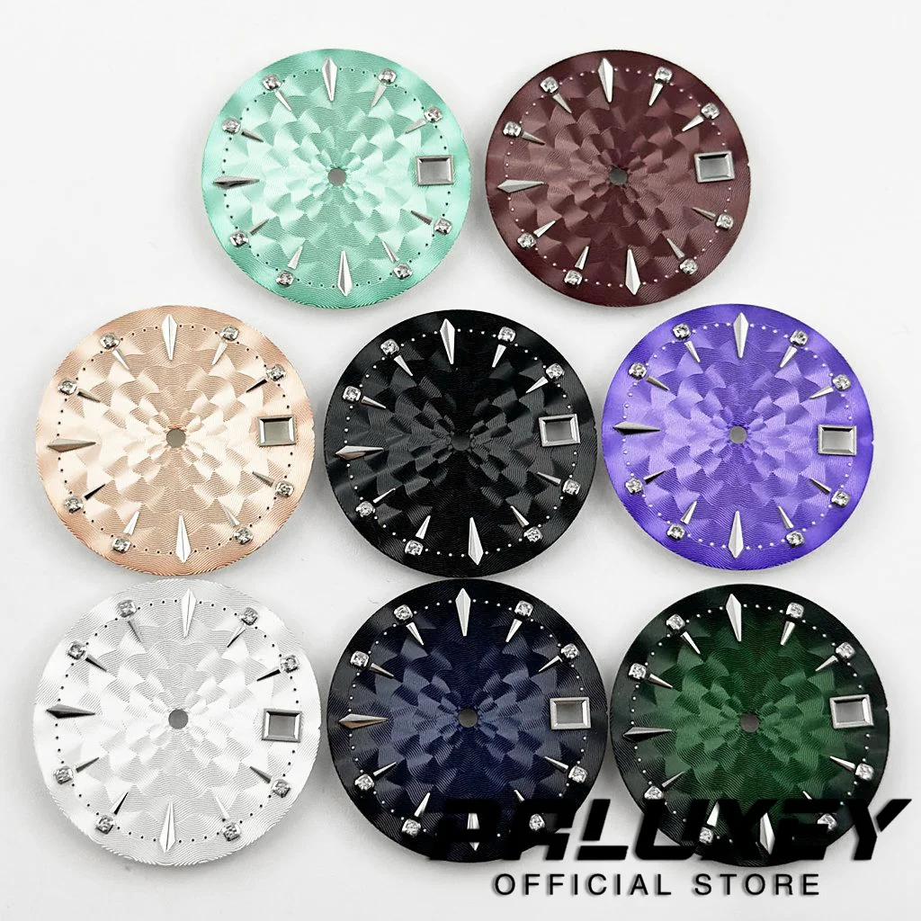 29mm NH35 Cocktails Radial Pattern Watch Dial With Diamond Scale Design Watch Faces Modified Accessories for NH35 NH36 Movement