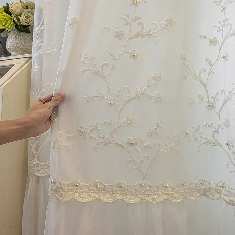 

New Minimalist Modern Double Layered White Sheer Curtain Semi Shade Curtain for Living Room Bedroom