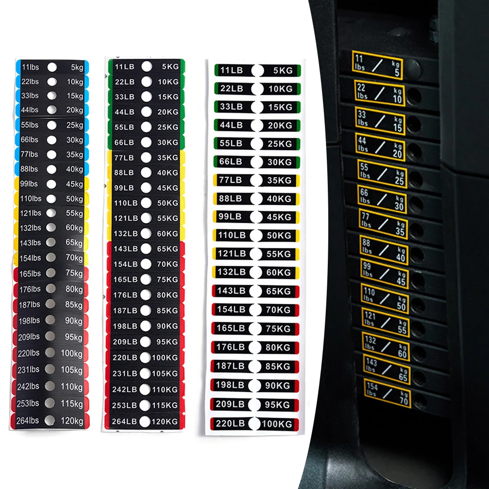 5-100KG Fitness Equipment Weight Stickers 6.9/9.4x1.05/1.2/1.85cm 1/1.2cm Hole Weight Stack Number Labels Gym Accessories