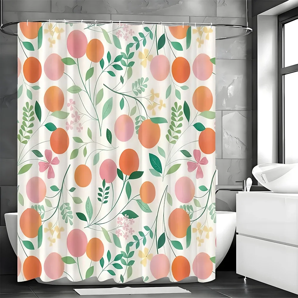 Vanilla Peach Shower Curtain, Bathroom Decorative Shower Curtain, Waterproof Shower Curtain With Hooks