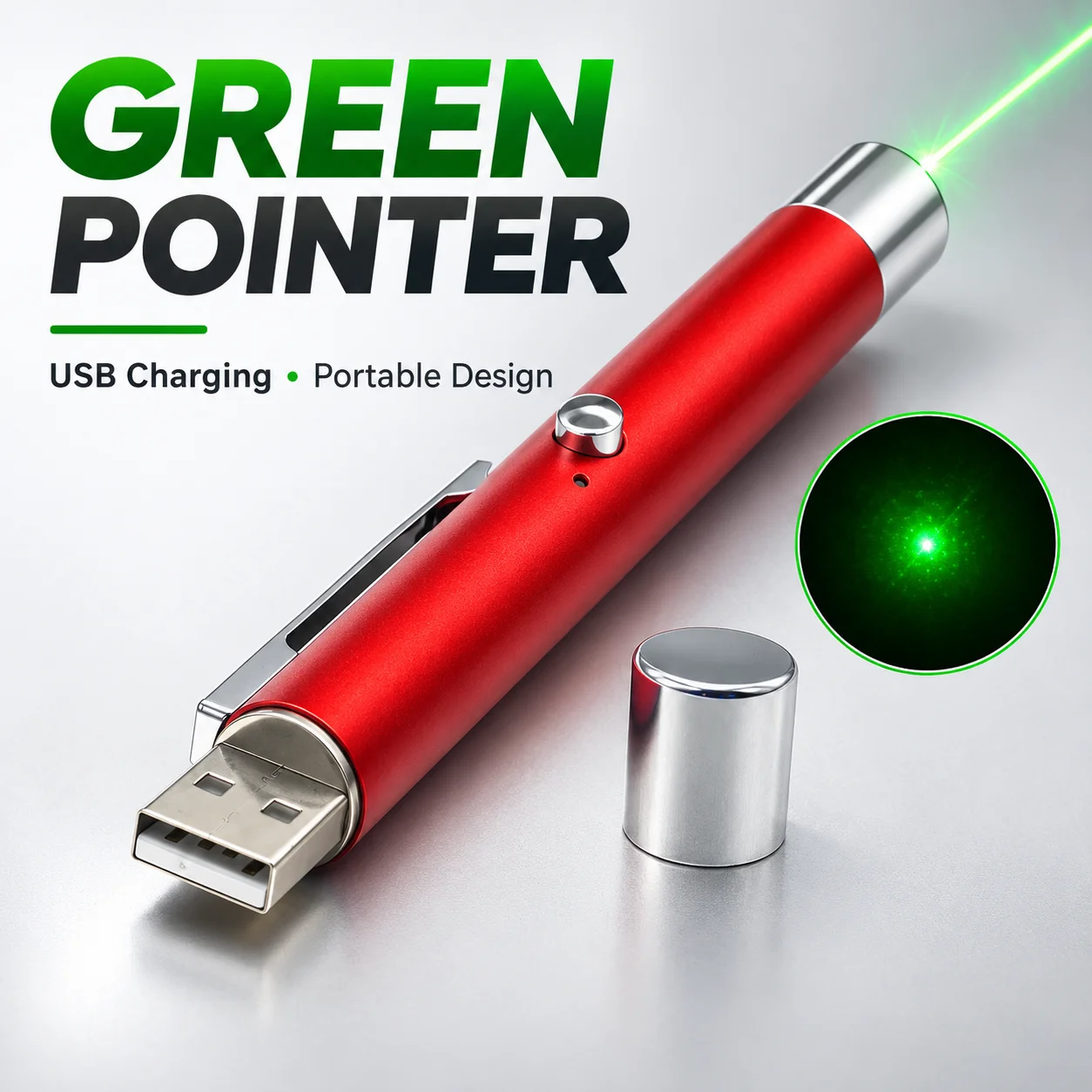 ZhonNa USB Charging Green Laser Pointer Single Point Portable Magnet Teaching Stylus Tool Instrument Meter Parts Accessories Kit
