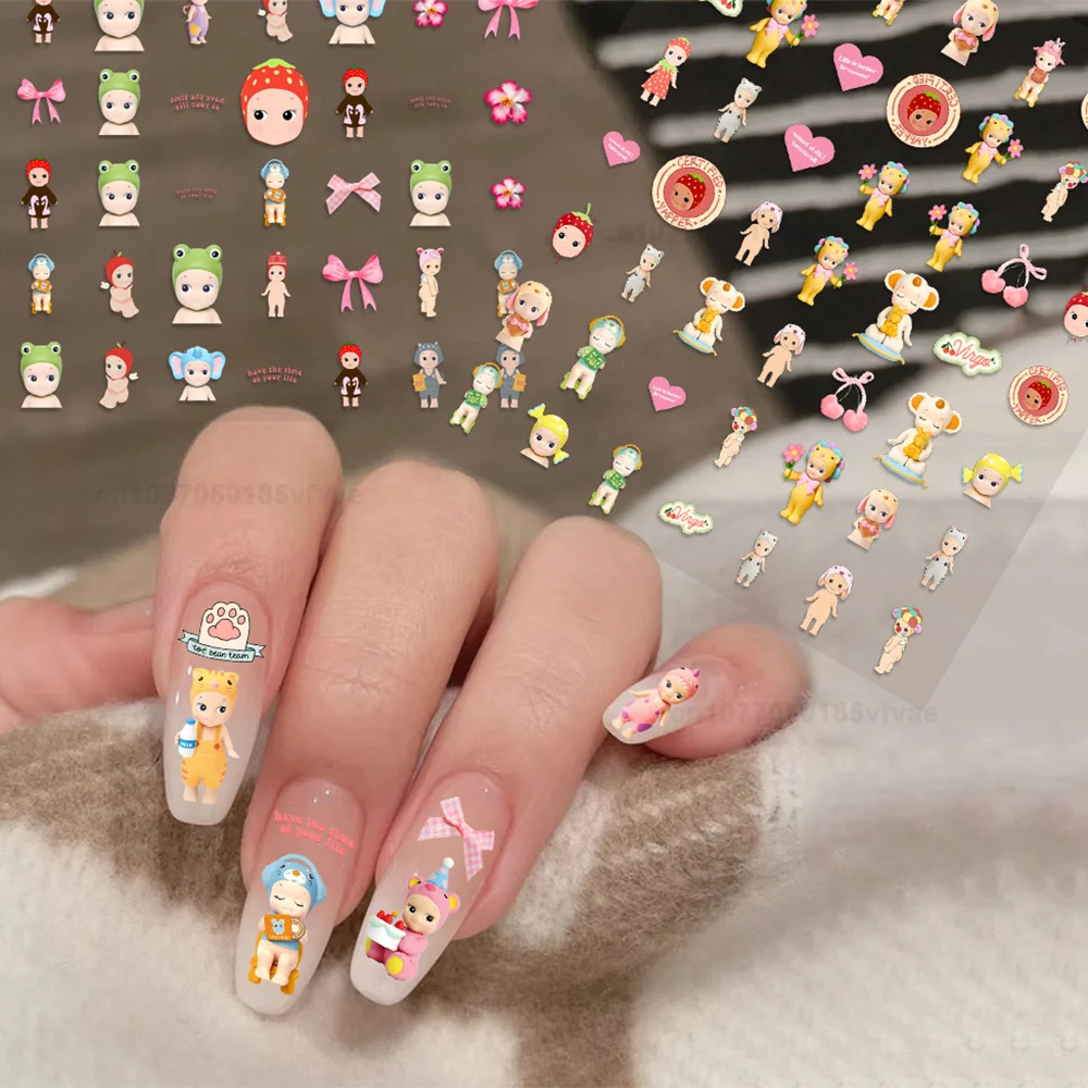 S-Sonnies Angels Stickers 1PCS New 3D Adhesive Nail Art Sticker Cartoon Nail Art Decal Sticker Nail Parts Manicure