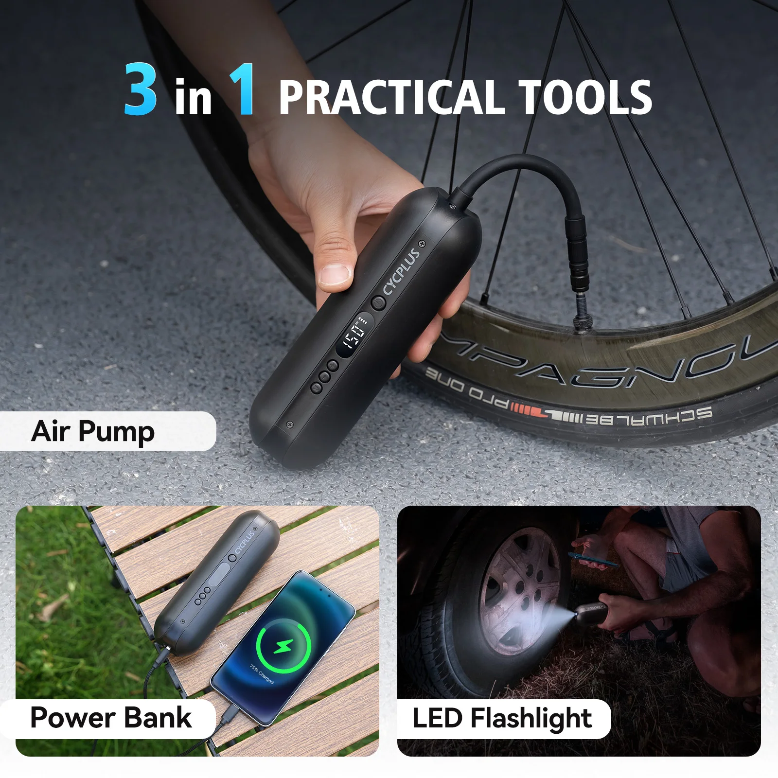 CYCPLUS Electric Bike Pump Cycling Bicycle Accessories High Pressure Air Inflator Portable Pump For Car Motorcycle Tire Inflator - Image 4