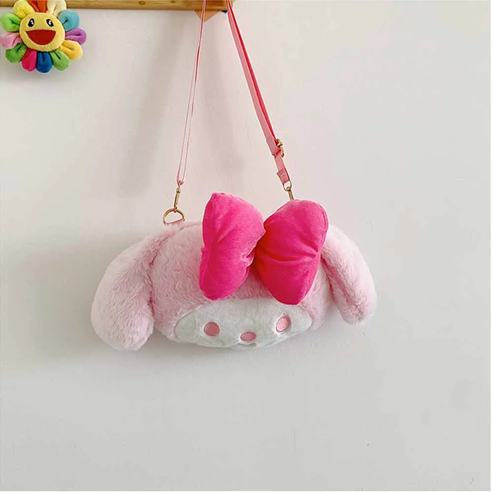 Kawaii Sanrio pluszowa torba kurierska Kuromi Melody pluszowe torby na ramię miękkie wypchane lalki klucze monety kiesy dzieci prezent bożonarodzeniowy dla dziewczyny