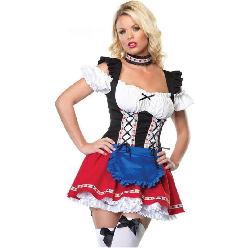 Plus Size Sexy Bavaria Oktoberfest Dress Cosplay Costume Germany Beer Maid Waitress Outfit Halloween Carnival Party Fancy Dress