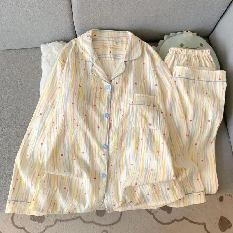 Damski komplet piżamy z długim rękawem, minimalistyczny, wiosenno-jesienny, plus size, seksowny, spodnie, zestaw spodni, spodnie damskie.