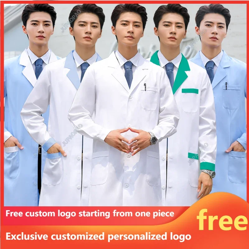 Nurse Overalls White Coat Female Long-sleeved Doctor's Uniform Male Short-sleeved Doctor Lab Coat Laboratory College Chemistry