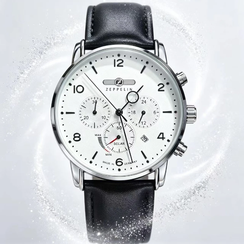 2026 Zeppelin 8086-4 Automatic Date Chronograph Multifunctional Top Leather Quartz Watch Gift Fashion Leisure Case